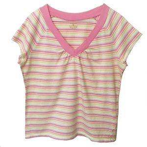 JONES NEW YORK STRIPED COTTON TEE TOP SIZE L